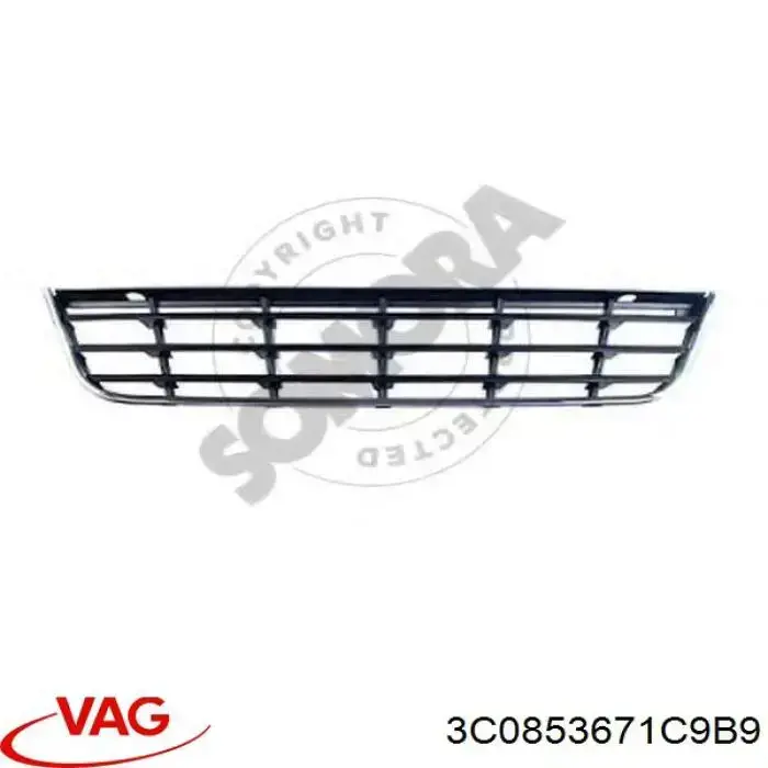 Решітка переднього бампера, центральна VAG 3C0853671C9B9 ціна, від 12.70 USD