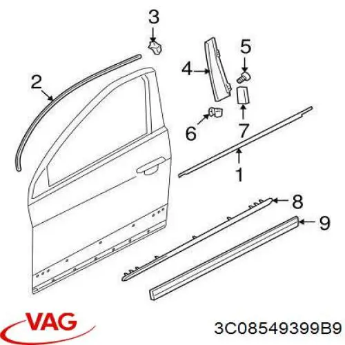 3C08549399B9 VAG Накладка передніх лівих дверей