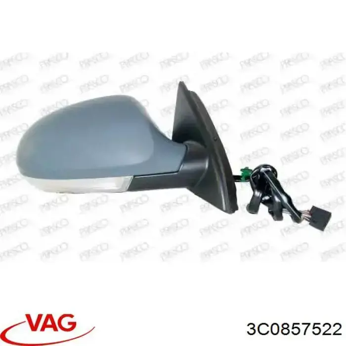 Купити 3C0857522 VAG Скло дзеркала заднього виду, правого