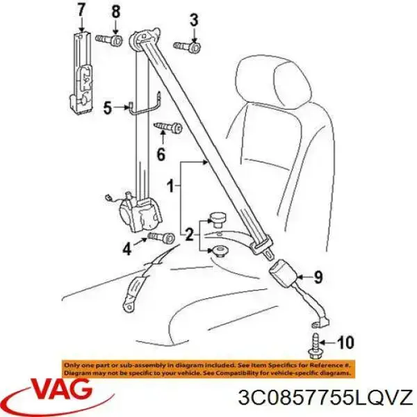 Пасок безпеки передній лівий VAG 3C0857755LQVZ ціна, від 38.01 USD