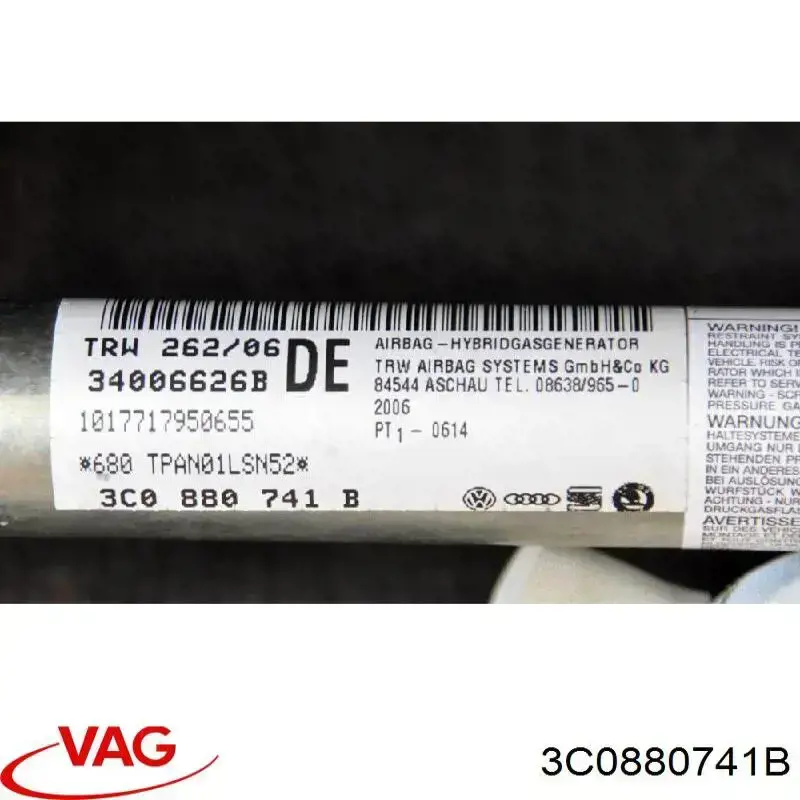 Подушка безпеки, збоку, ліва, AIRBAG VAG 3C0880741
