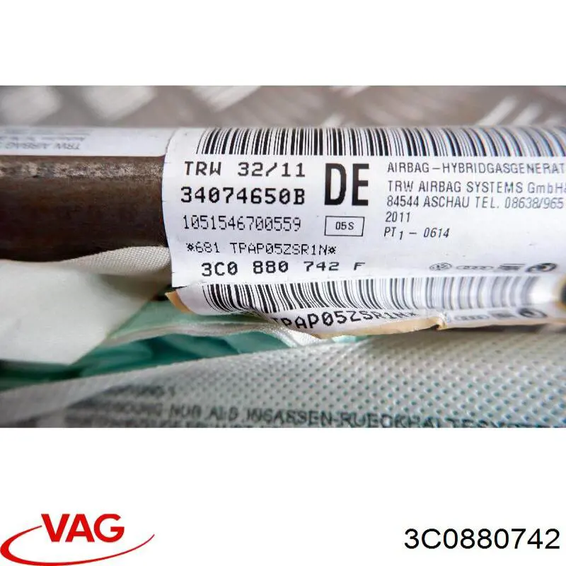 Купити 3C0880742 VAG Подушка безпеки, бічна, права, AIRBAG
