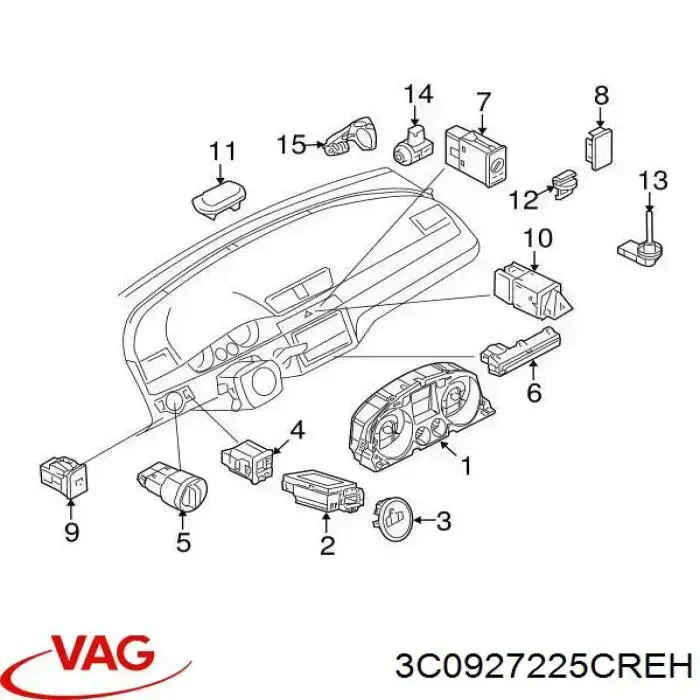 3C0927225CREH VAG Клавіша електромеханічного гальма стоянки