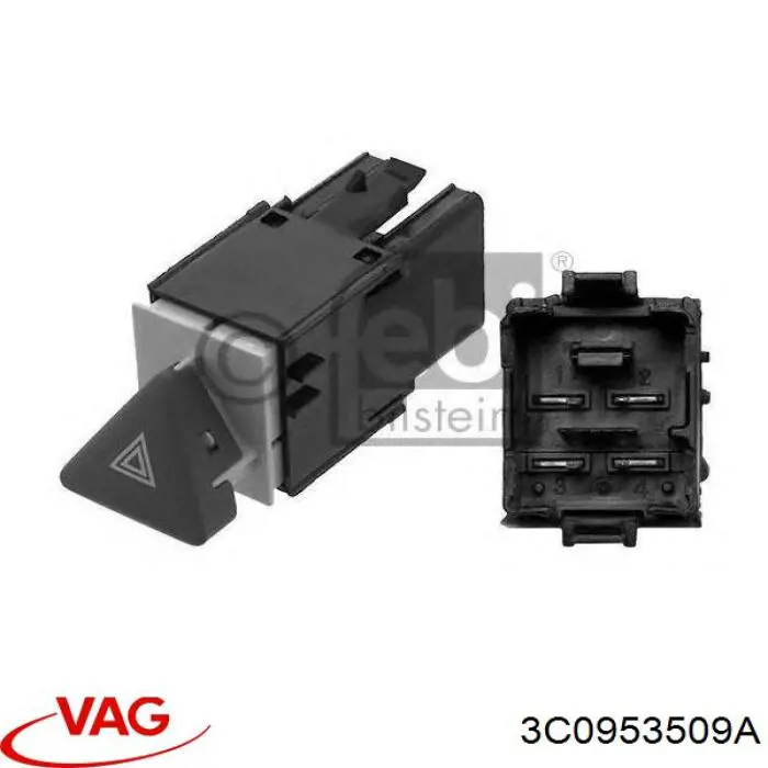 Кнопка включення аварійної сигналізації VAG 3C0953509A ціна, від 6.33 USD
