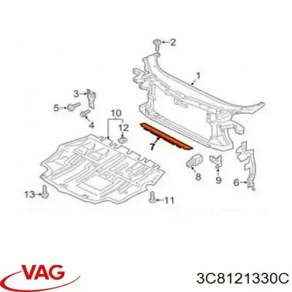 Повітропровід / дефлектор радіатора, верхній VAG 3C8121330C ціна, від 22.80 USD