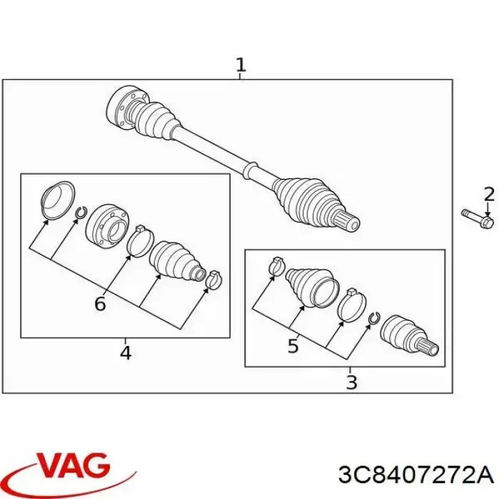 3C8407272A VAG Привід передній правий