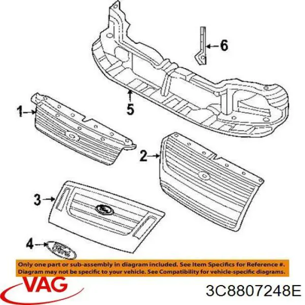 Абсорбер бампера переднього VAG 3C8807248E ціна, від 45.61 USD