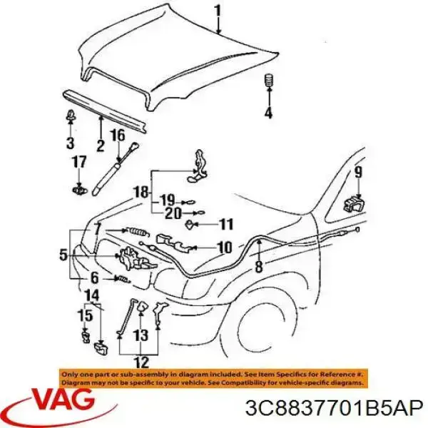  VAG 3C8837701B5AP ціна, від 12.70 USD
