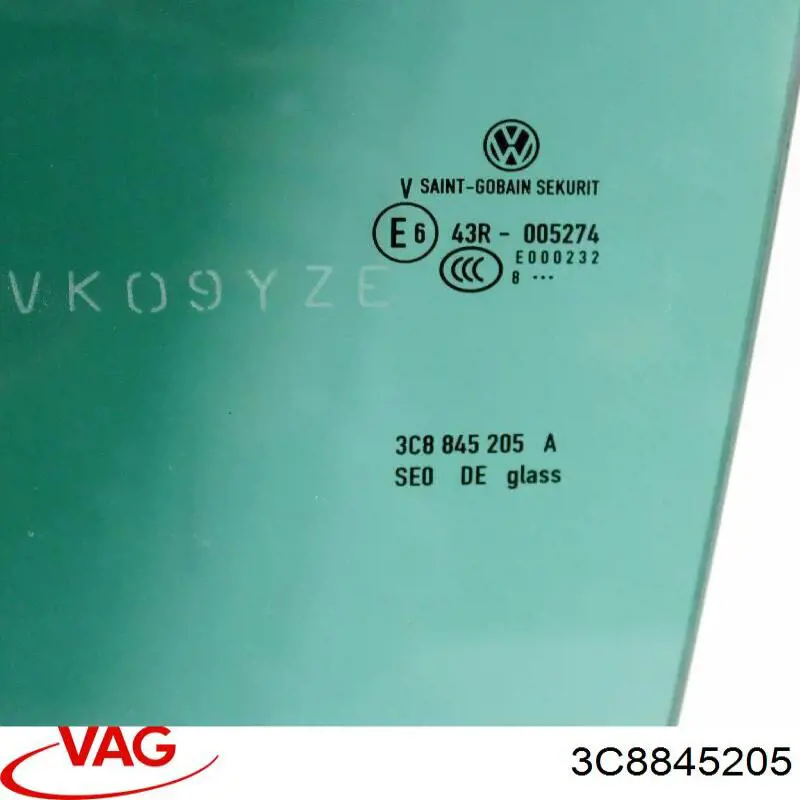 Скло задньої двері лівої 3C8845205 VAG