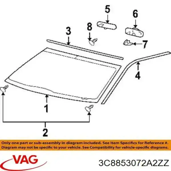 Купити 3C8853072A2ZZ VAG Молдинг передньої правої двері