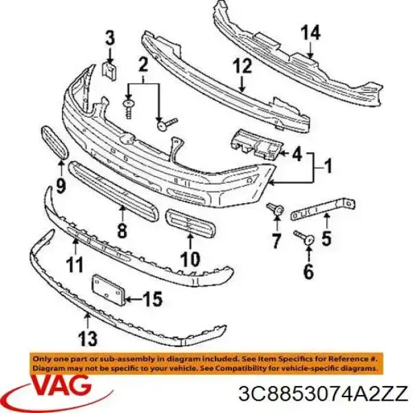 Молдинг задніх правих дверей VAG 3C8853074 ціна, від 84.85 USD