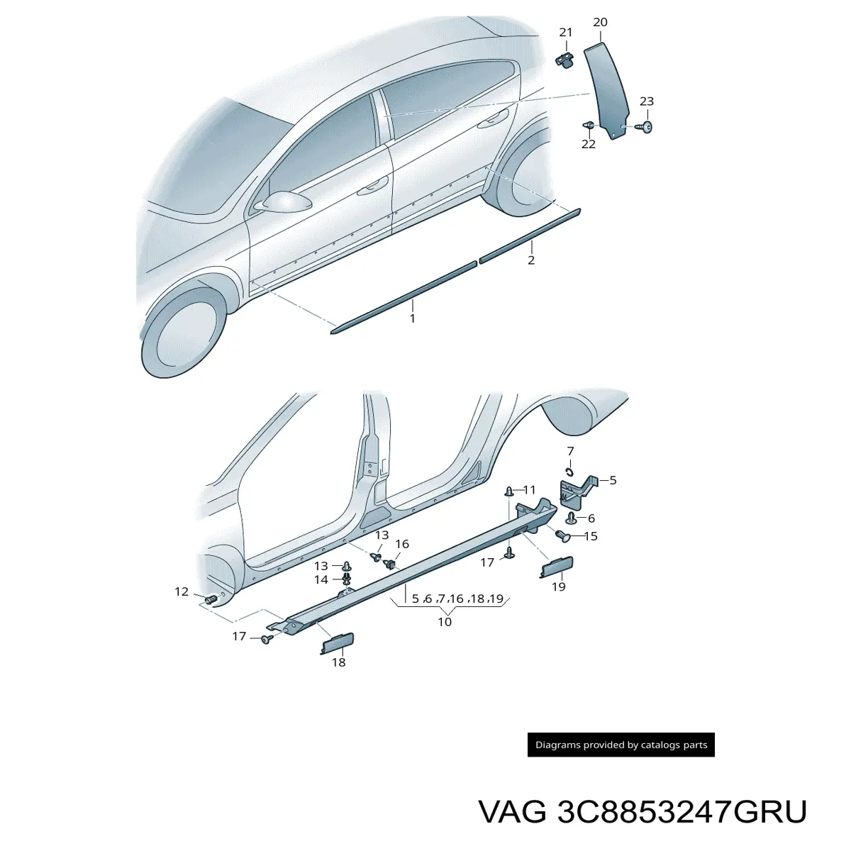  Заглушка отвору під домкрат/заглушка порогу Volkswagen Passat 