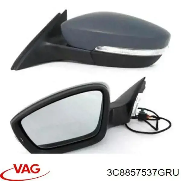 Купити 3C8857537GRU VAG Накладка/кришка дзеркала заднього виду, ліва