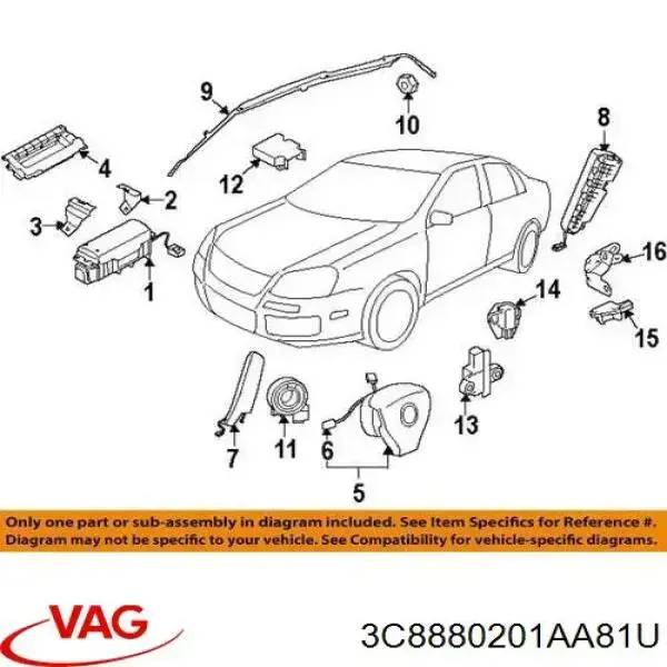  Подушка безпеки, водійська, AIRBAG Volkswagen Passat 