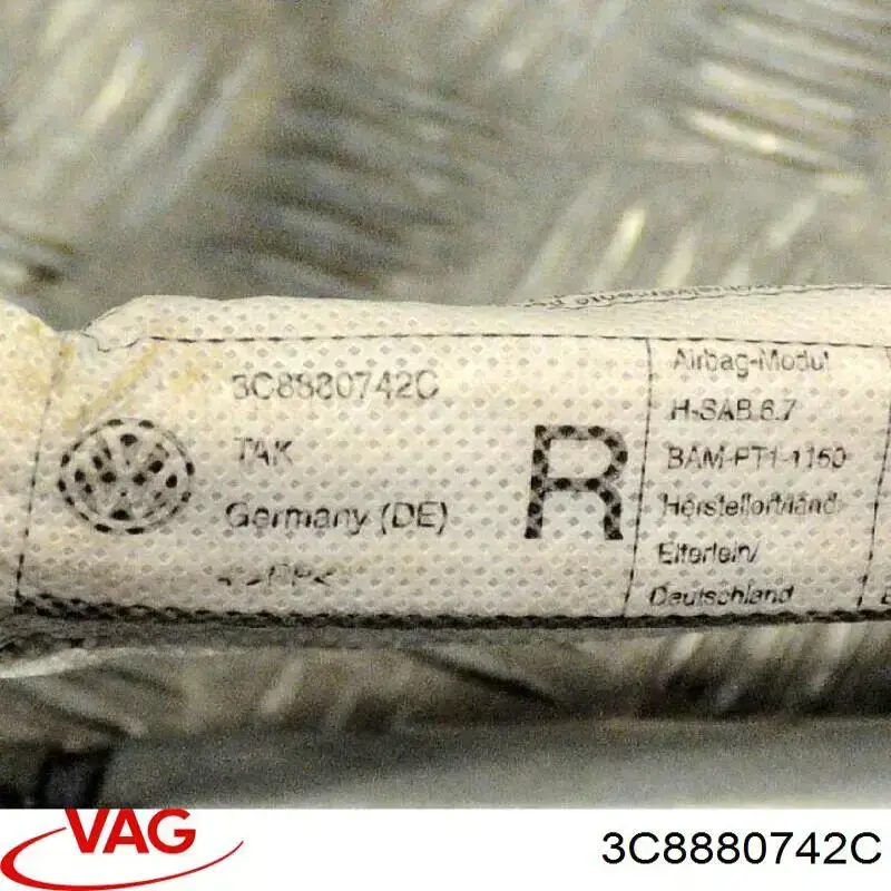 Подушка безпеки, шторка бічна, права, AIRBAG VAG 3C8880742C