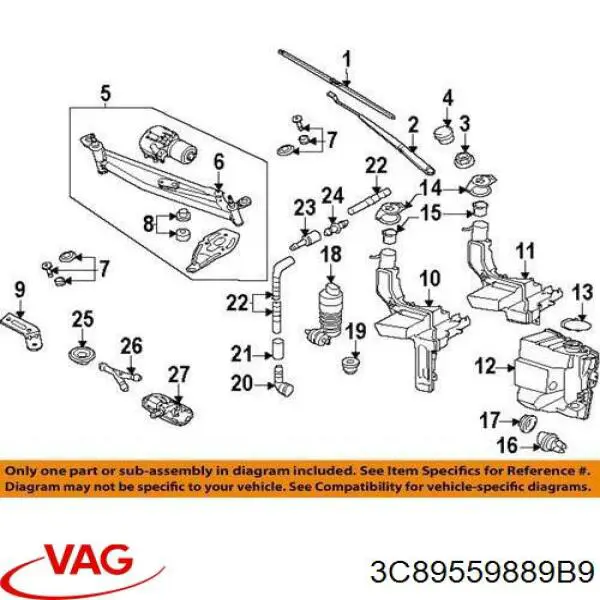 Сопло омивача лобового скла VAG 3C8955988 ціна, від 8.86 USD