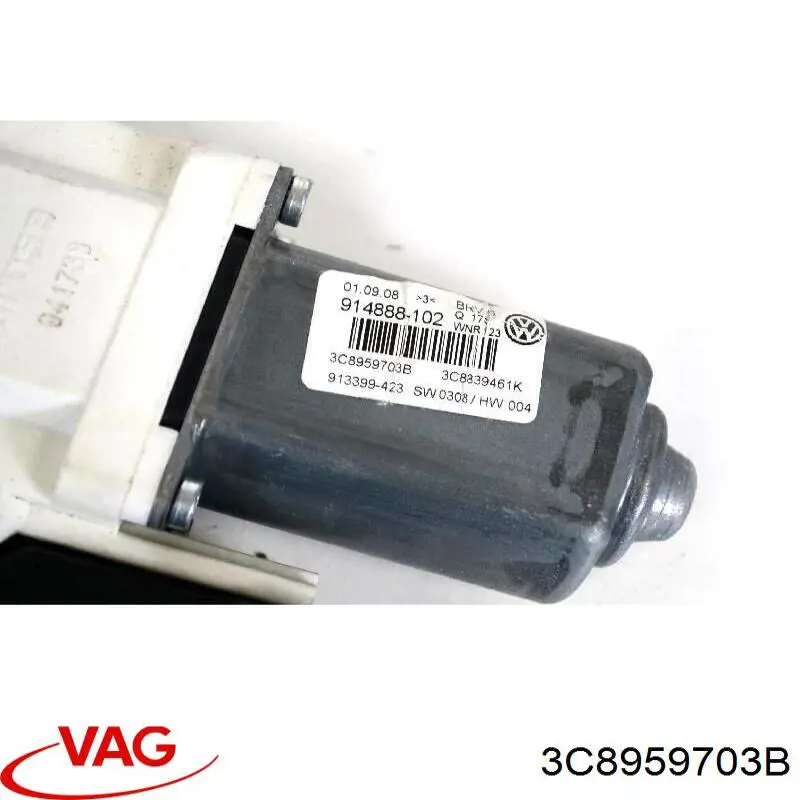 Купити 3C8959703B VAG Мотор склопідйомника дверей задніх, лівих