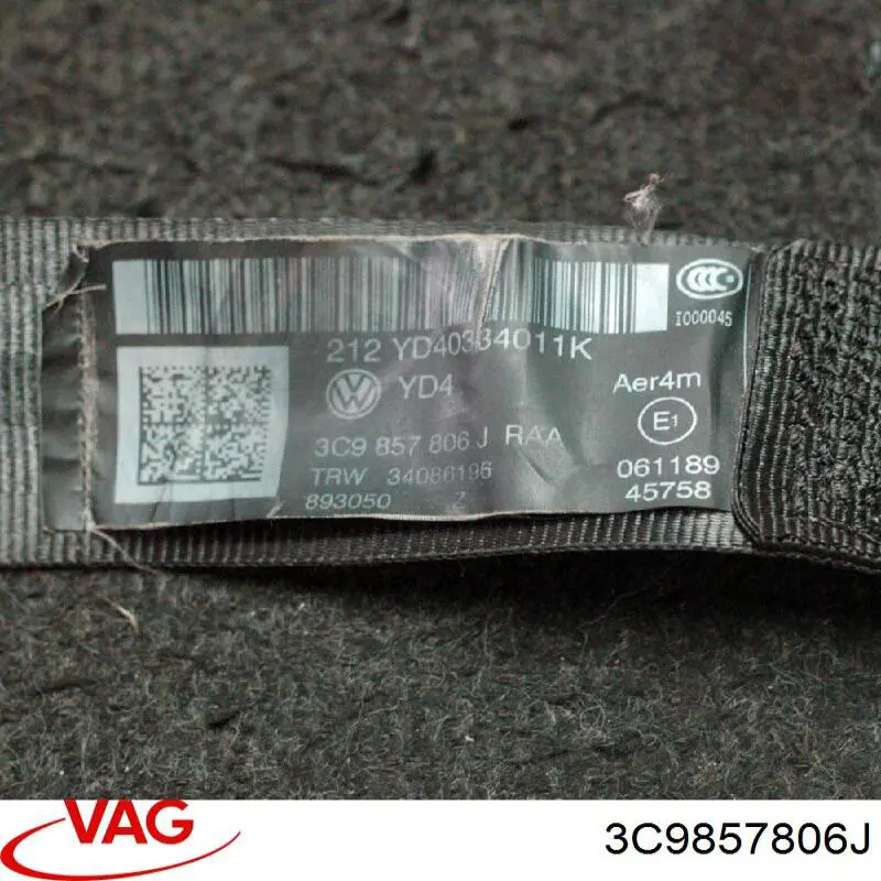 Пасок безпеки задній правий VAG 3C9857806J ціна, від 12.22 USD