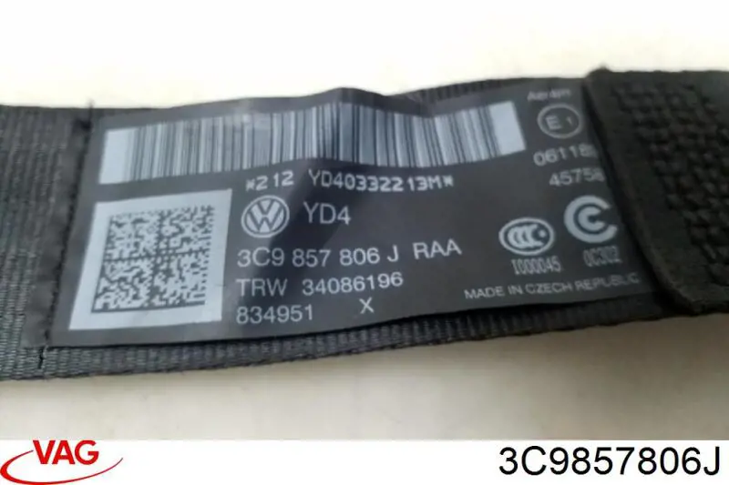 Купити 3C9857806J VAG Пасок безпеки задній правий