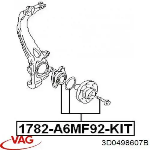 Підшипник маточини передньої/задньої VAG 3D0498607B
