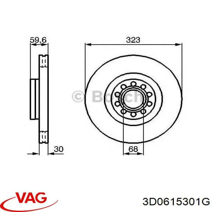 Купити 3D0615301G VAG Ротор гальмівний
