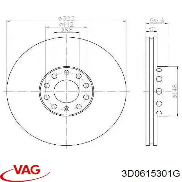 Гальмівні диски передні 3D0615301G VAG