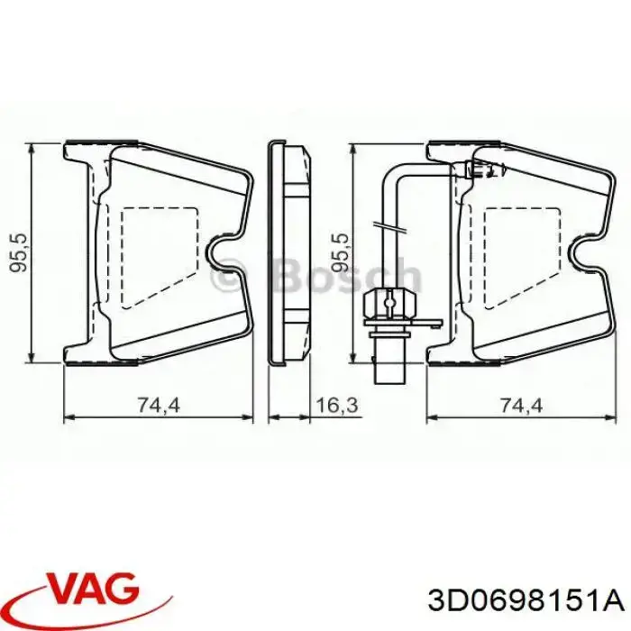 Гальмівні колодки VAG 3D0698151A ціна, від 43.03 USD