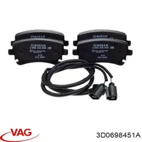 Задні гальмівні колодки VAG 3D0698451A ціна, від 47.04 USD