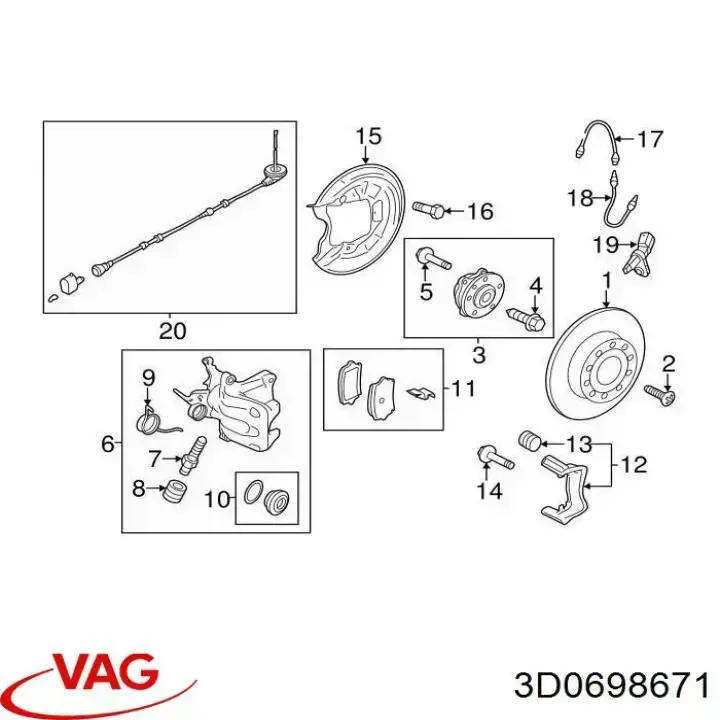 Ремкомплект супорту 3D0698671 VAG