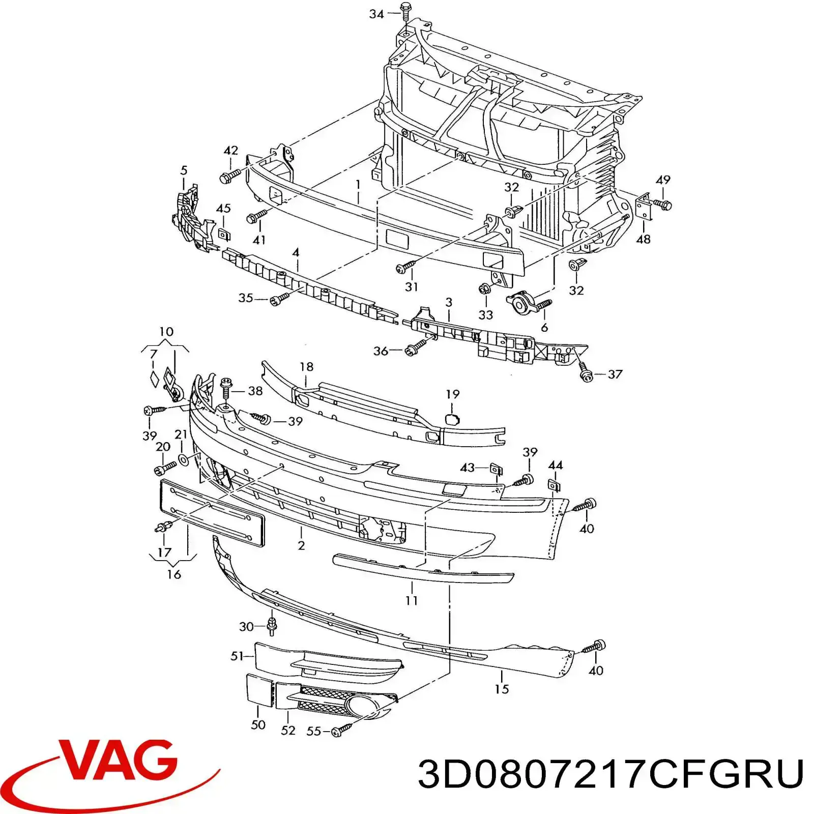 Бампер на авто VAG 3D0807217CFGRU ціна, від 2167.23 USD