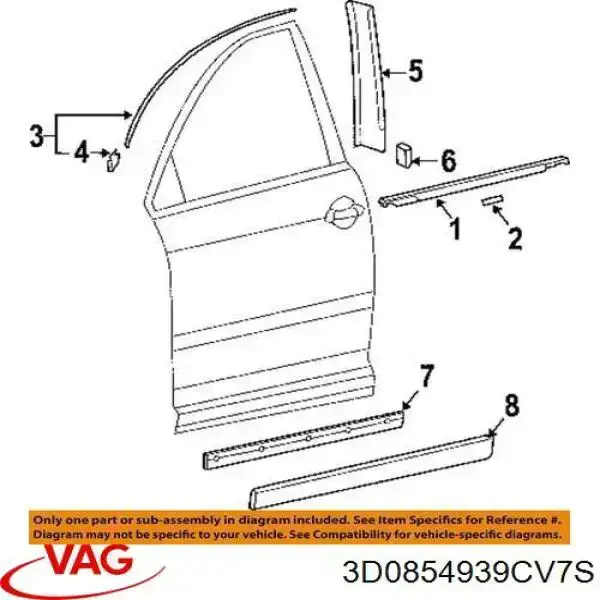 Накладка передньої лівої двері 3V0854939CGRU VAG