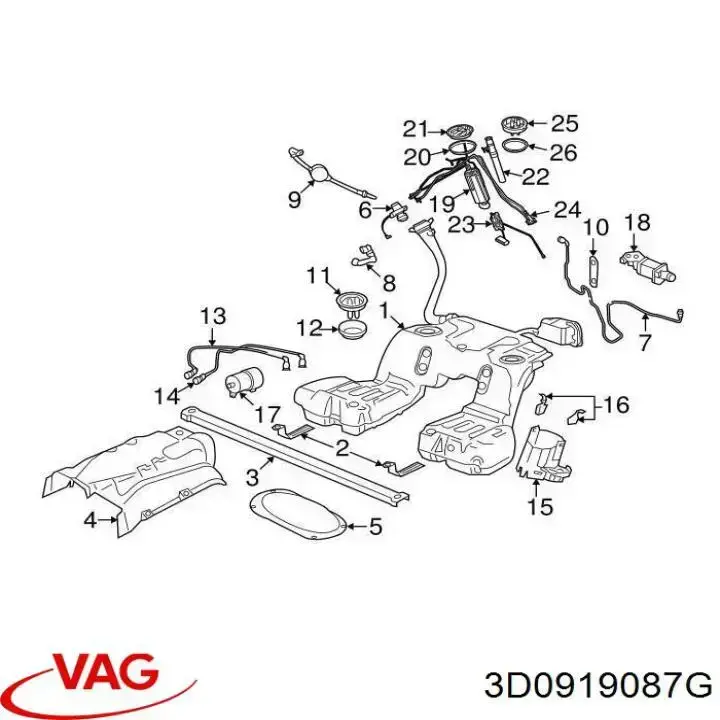 Паливний насос електричний, занурювальний VAG 3D0919087G ціна, від 126.69 USD