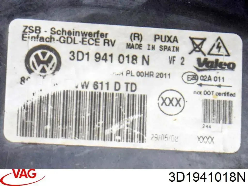 Фара права Volkswagen Phaeton (3D2) (Фольцваген Фаетон)