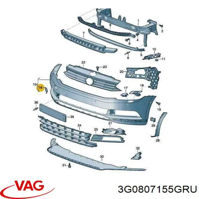 Заглушка бампера буксирувального гака, передня VAG 3G0807155GRU ціна, від 7.62 USD