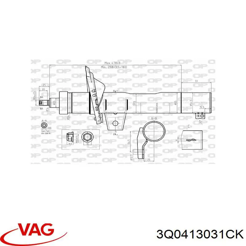 Купити 3Q0413031CK VAG Амортизатор передньої підвіски