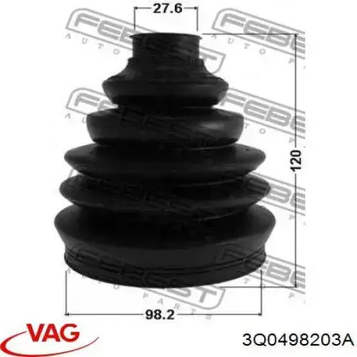 Купити 3Q0498203A VAG Пильник шарніра приводу