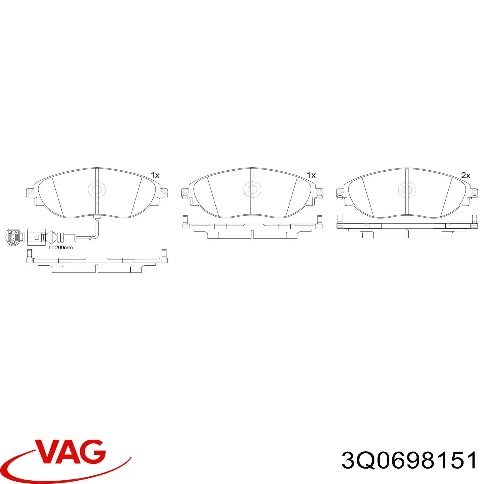 Купити 3Q0698151 VAG Колодки гальмівні передні, дискові