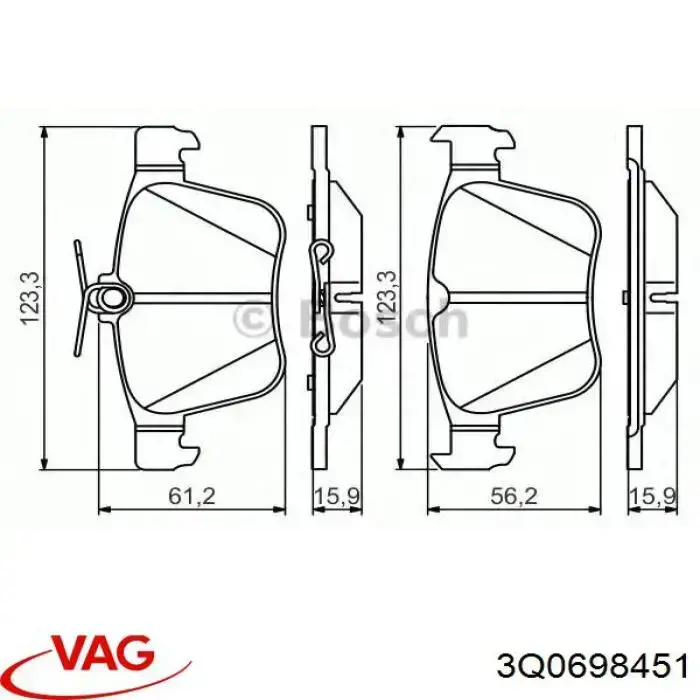 Купити 3Q0698451 VAG Задні колодки