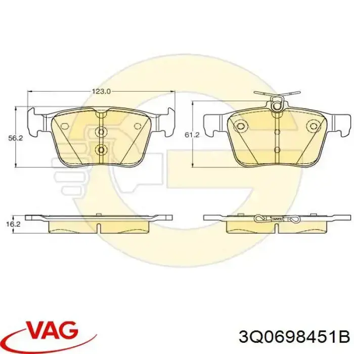 Задні гальмівні колодки VAG 3Q0698451B ціна, від 45.22 USD