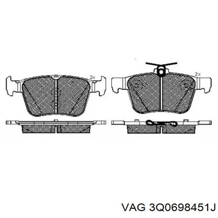 3Q0698451J VAG Колодки гальмівні задні, дискові