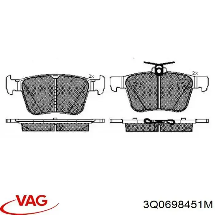 Задні гальмівні колодки 3Q0698451M VAG