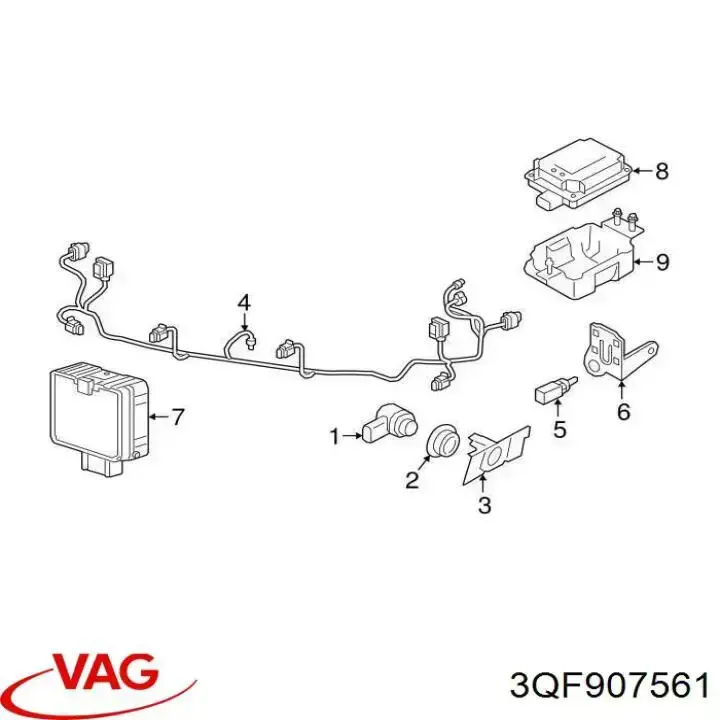 Радарний датчик дистанції VAG 3QF907561 ціна, від 169.71 USD