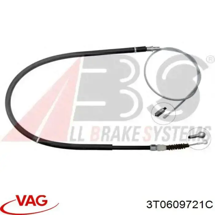Купити 3T0609721C VAG Трос ручного гальма задній, правий/лівий