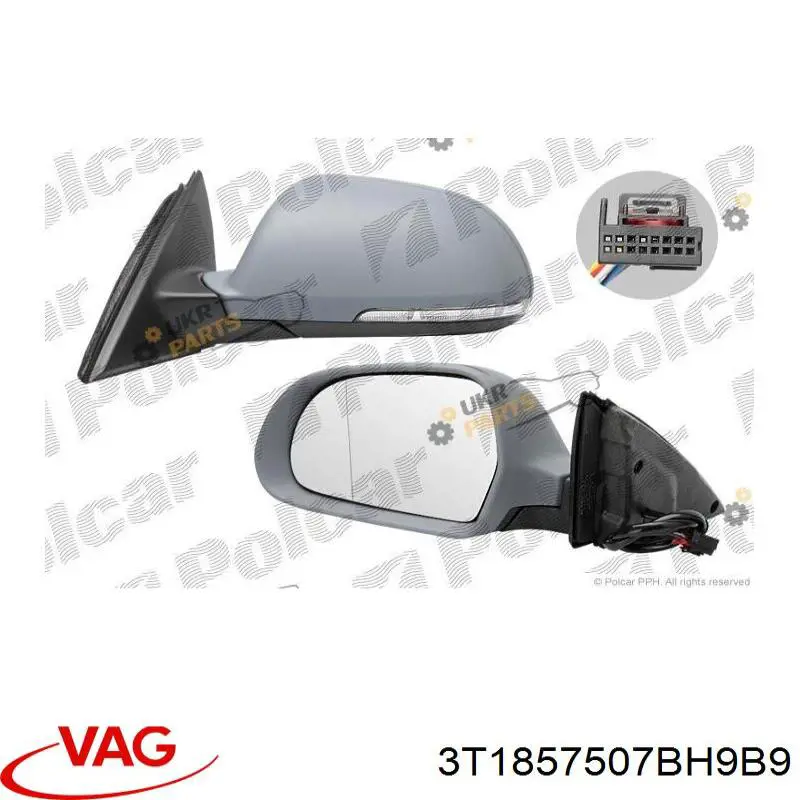 Купити 3T1857507BH9B9 VAG Бічне дзеркало заднього виду ліве