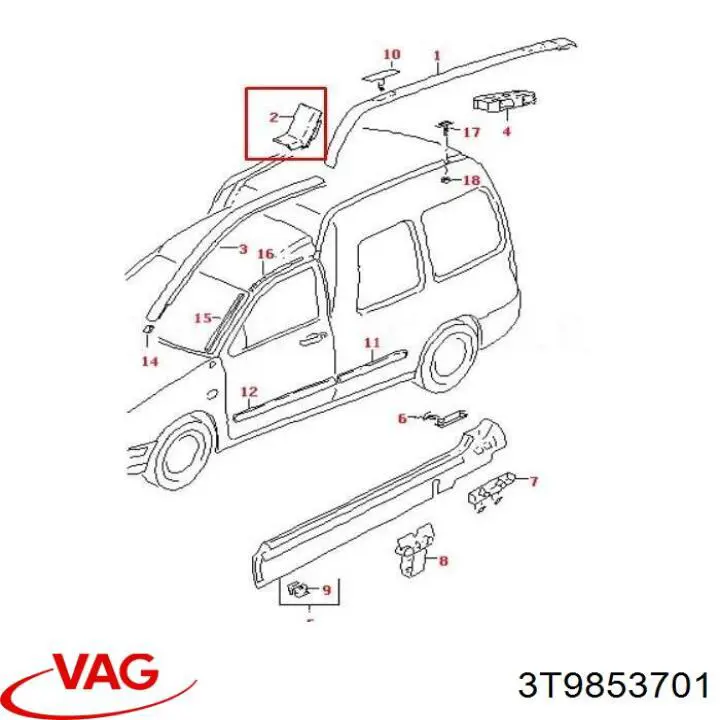 Молдинг даху, лівий VAG 3T9853701 ціна, від 18.56 USD