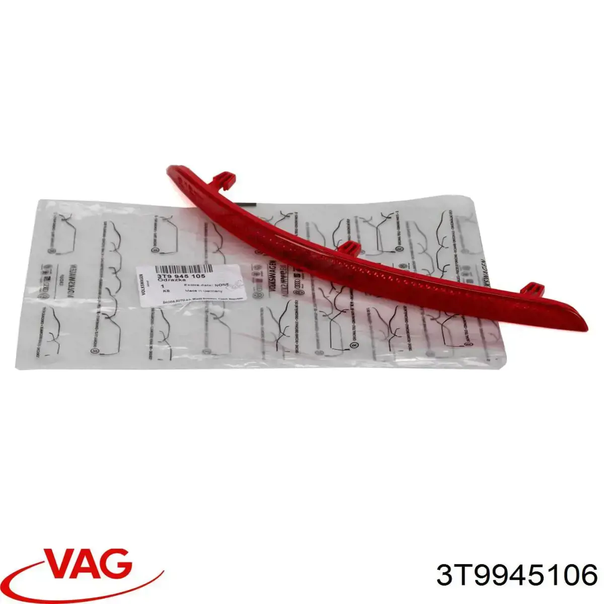 Катафот (відбивач) заднього бампера, правий 3T9945106 VAG