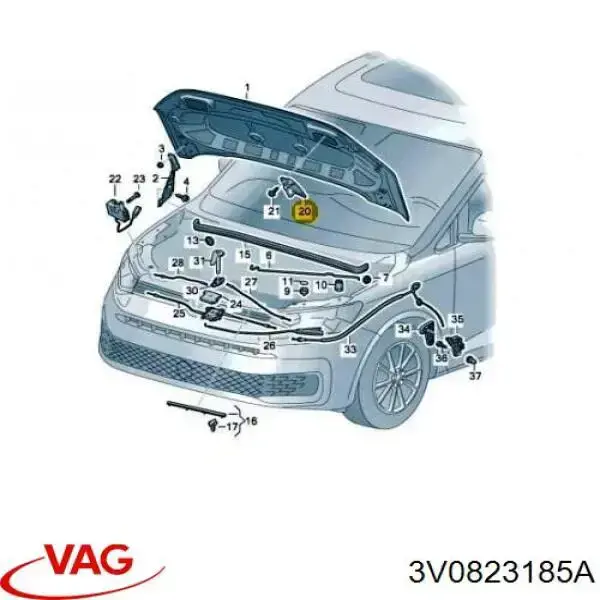 3V0823185 VAG Навішування і упор капота