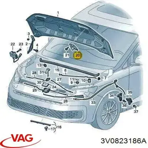3V0823186 VAG Навішування і упор капота