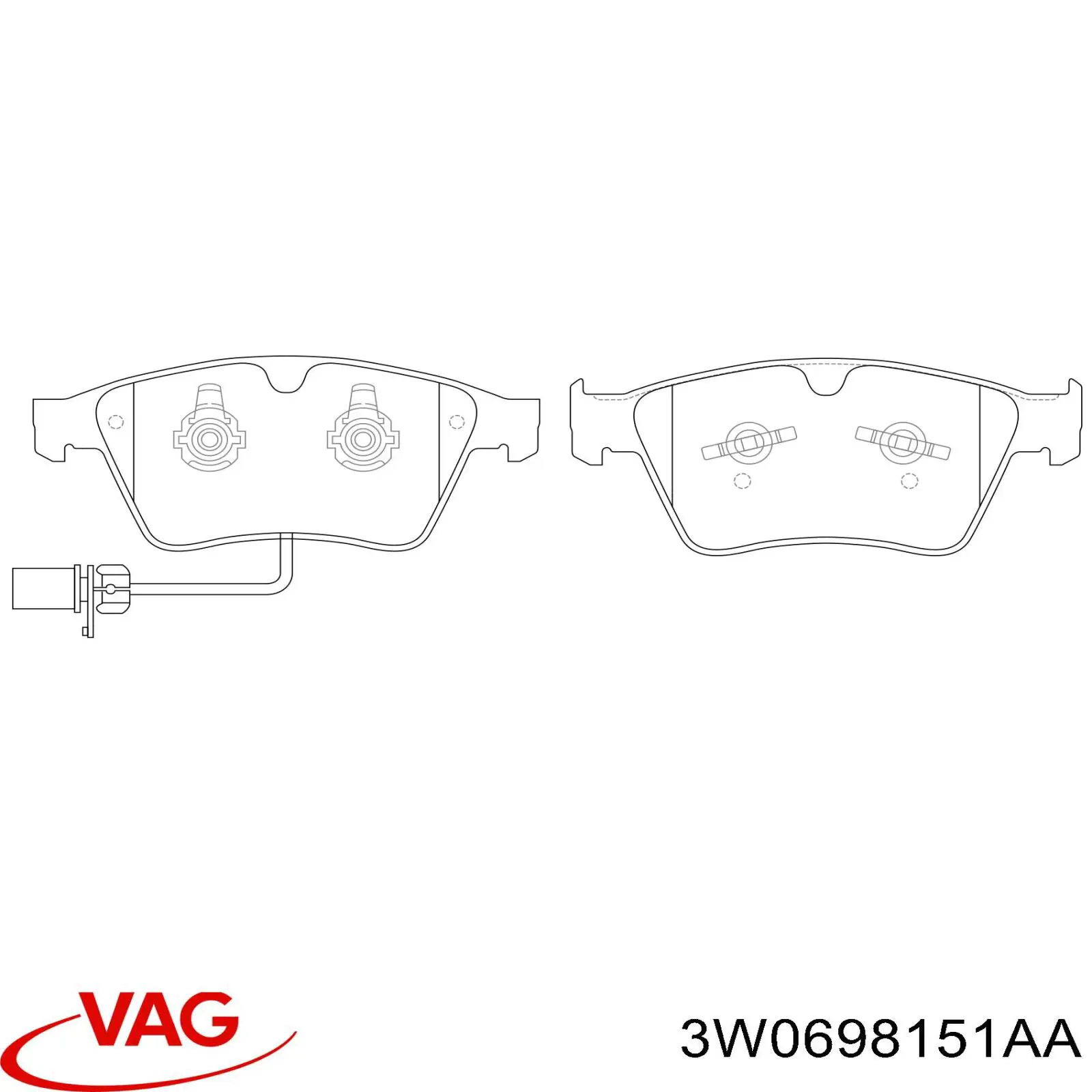 Колодки гальмівні передні, дискові 3W0698151AA VAG