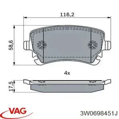 Колодки гальмові задні, дискові 3W0698451J VAG